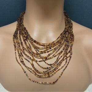 Avon - Earth Tone Beaded Layered Necklace
